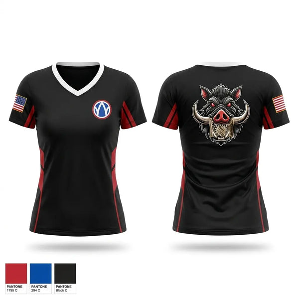Womens Short Sleeve Vneck Shirt, 1011 QM, Army, Teamtime, Team time, sublimation, custom sports apparel, team uniforms, spirit wear, spiritwear, sports uniforms, custom shirts, team store, custom team store, fundraiser sports, apparel fundraiser