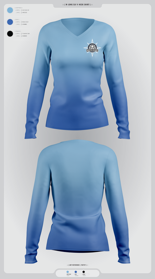 Womens Long Sleeve Vneck Shirt, North Stars, Women's Basketball, Teamtime, Team time, sublimation, custom sports apparel, team uniforms, spirit wear, spiritwear, sports uniforms, custom shirts, team store, custom team store, fundraiser sports, apparel fundraiser
