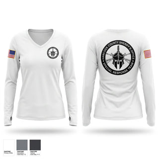 Womens Long Sleeve Vneck Shirt, Hancock County SRT, Police, Teamtime, Team time, sublimation, custom sports apparel, team uniforms, spirit wear, spiritwear, sports uniforms, custom shirts, team store, custom team store, fundraiser sports, apparel fundraiser