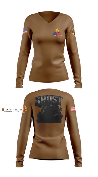 Womens Long Sleeve Vneck Shirt, 2ND PLT Ghosts, Army, Teamtime, Team time, sublimation, custom sports apparel, team uniforms, spirit wear, spiritwear, sports uniforms, custom shirts, team store, custom team store, fundraiser sports, apparel fundraiser