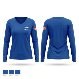 Womens Long Sleeve Vneck Shirt, Traffic Unit, Police, Teamtime, Team time, sublimation, custom sports apparel, team uniforms, spirit wear, spiritwear, sports uniforms, custom shirts, team store, custom team store, fundraiser sports, apparel fundraiser