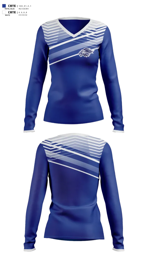 Womens Long Sleeve Vneck Shirt, Jessieville Lions Golf, Golf, Teamtime, Team time, sublimation, custom sports apparel, team uniforms, spirit wear, spiritwear, sports uniforms, custom shirts, team store, custom team store, fundraiser sports, apparel fundraiser