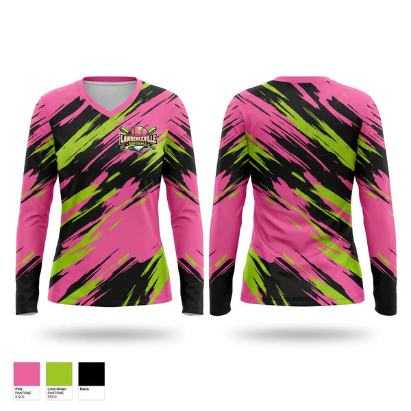 Womens Long Sleeve Vneck Shirt, Lawrenceville, Softball, Teamtime, Team time, sublimation, custom sports apparel, team uniforms, spirit wear, spiritwear, sports uniforms, custom shirts, team store, custom team store, fundraiser sports, apparel fundraiser