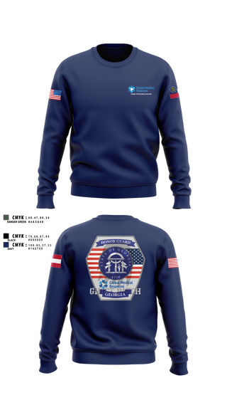 Crew Neck Sweatshirt, GMR Georgia Honor Guard, EMS/EMT, Teamtime, Team time, sublimation, custom sports apparel, team uniforms, spirit wear, spiritwear, sports uniforms, custom shirts, team store, custom team store, fundraiser sports, apparel fundraiser