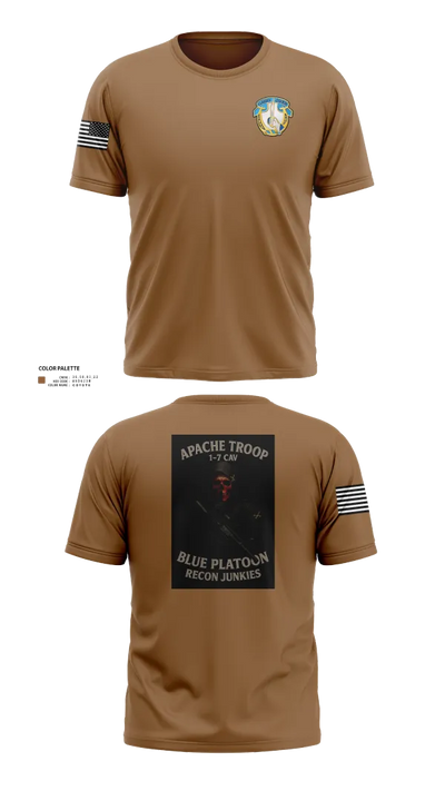 1-7 Cavlary Division Apache Troop Blue Platoon Recon Junkies Old School Cotton Feel Shirt - 23