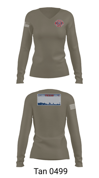 Womens Long Sleeve Vneck Shirt, Benjamin Fire Department, Fire Department, Teamtime, Team time, sublimation, custom sports apparel, team uniforms, spirit wear, spiritwear, sports uniforms, custom shirts, team store, custom team store, fundraiser sports, apparel fundraiser