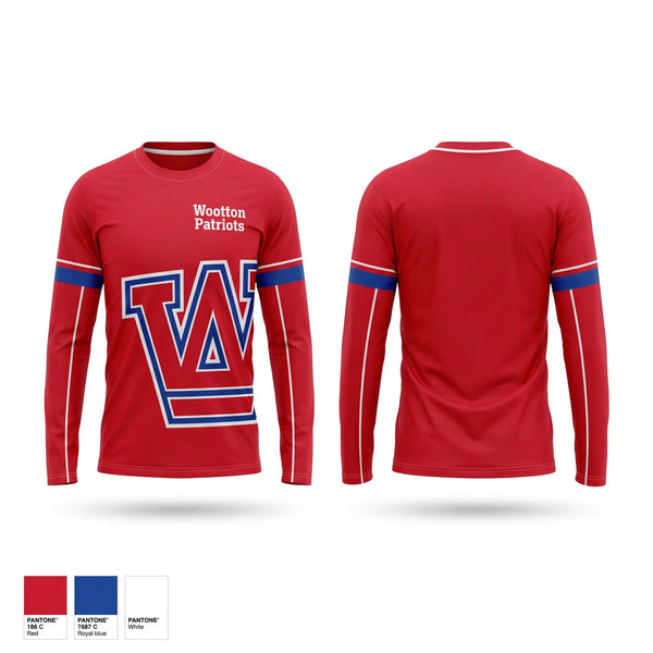 Long Sleeve Performance Shirt, Wootton Patriots, Cheer, Teamtime, Team time, sublimation, custom sports apparel, team uniforms, spirit wear, spiritwear, sports uniforms, custom shirts, team store, custom team store, fundraiser sports, apparel fundraiser