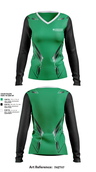 Rally Point Volleyball 56169169 Women's Long Sleeve V-neck Shirt - 1