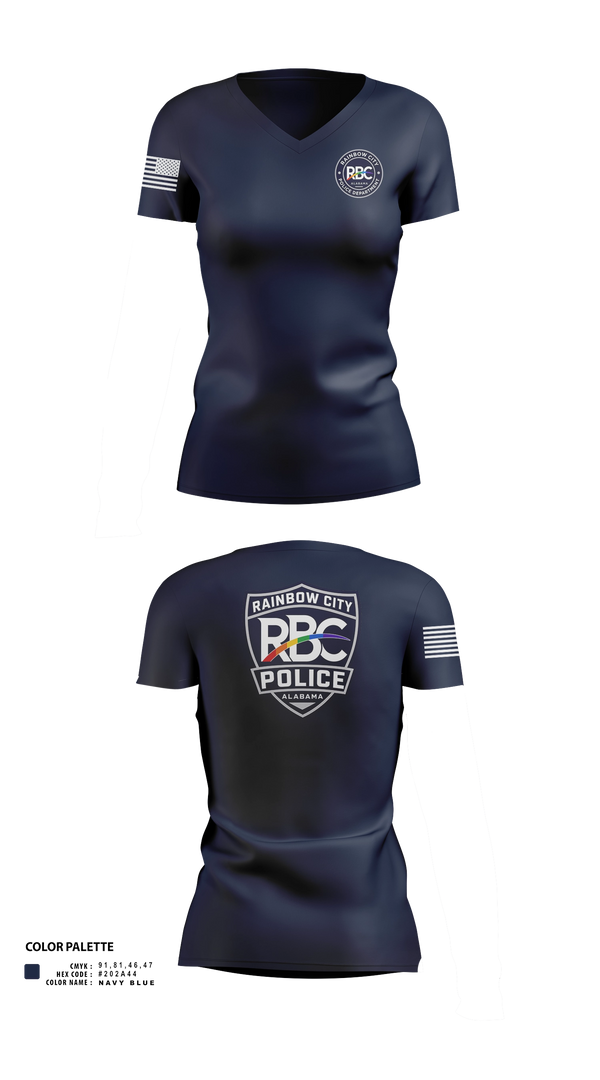 Womens Short Sleeve Vneck Shirt, Rainbow City Police Department, Police, Teamtime, Team time, sublimation, custom sports apparel, team uniforms, spirit wear, spiritwear, sports uniforms, custom shirts, team store, custom team store, fundraiser sports, apparel fundraiser