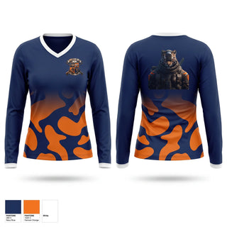 Womens Long Sleeve Vneck Shirt, PSI RHO PHI MILITARY FRATERNITY Inc, , Teamtime, Team time, sublimation, custom sports apparel, team uniforms, spirit wear, spiritwear, sports uniforms, custom shirts, team store, custom team store, fundraiser sports, apparel fundraiser