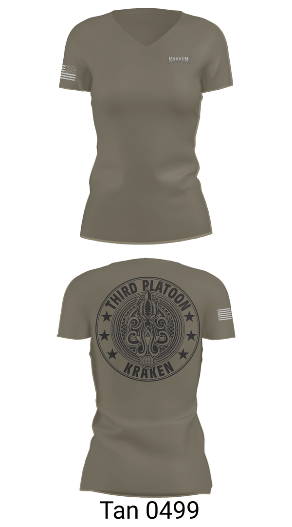 Womens Short Sleeve Vneck Shirt, 55th ComCam Kraken, Army, Teamtime, Team time, sublimation, custom sports apparel, team uniforms, spirit wear, spiritwear, sports uniforms, custom shirts, team store, custom team store, fundraiser sports, apparel fundraiser