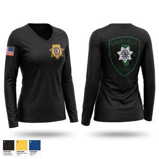 Womens Long Sleeve Vneck Shirt, Nashville Police Department, Illinois, Police, Teamtime, Team time, sublimation, custom sports apparel, team uniforms, spirit wear, spiritwear, sports uniforms, custom shirts, team store, custom team store, fundraiser sports, apparel fundraiser