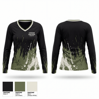 Womens Long Sleeve Vneck Shirt, VISION DRIVEN SPORTS, Men's Basketball, Teamtime, Team time, sublimation, custom sports apparel, team uniforms, spirit wear, spiritwear, sports uniforms, custom shirts, team store, custom team store, fundraiser sports, apparel fundraiser