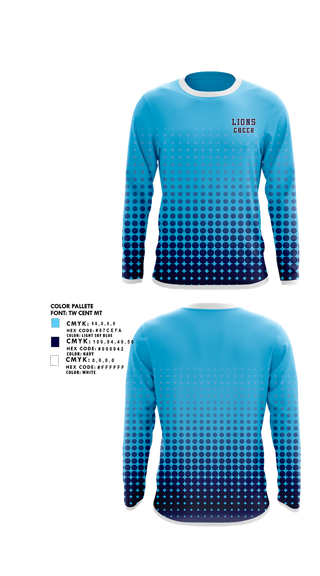 Long Sleeve Performance Shirt, Lions, Cheer, Teamtime, Team time, sublimation, custom sports apparel, team uniforms, spirit wear, spiritwear, sports uniforms, custom shirts, team store, custom team store, fundraiser sports, apparel fundraiser