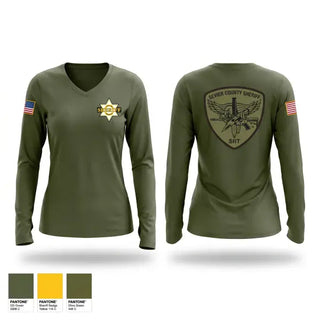 Womens Long Sleeve Vneck Shirt, Sevier County Sheriff SRT, Police, Teamtime, Team time, sublimation, custom sports apparel, team uniforms, spirit wear, spiritwear, sports uniforms, custom shirts, team store, custom team store, fundraiser sports, apparel fundraiser