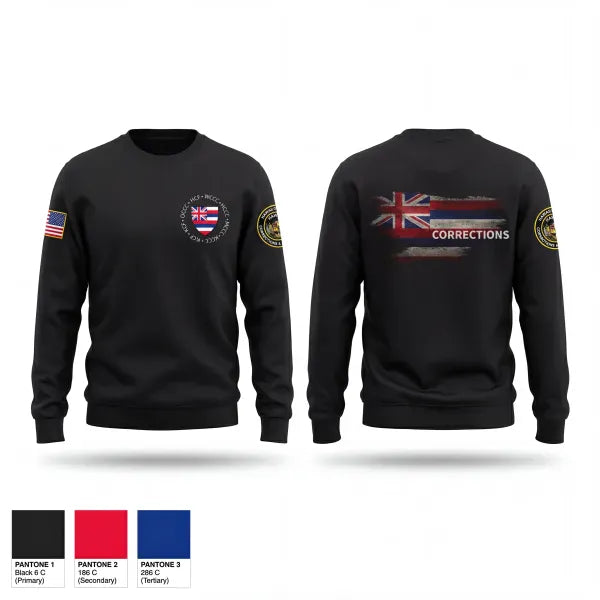 Crew Neck Sweatshirt, Hawaii Corrections and Rehabilitation, Police, Teamtime, Team time, sublimation, custom sports apparel, team uniforms, spirit wear, spiritwear, sports uniforms, custom shirts, team store, custom team store, fundraiser sports, apparel fundraiser
