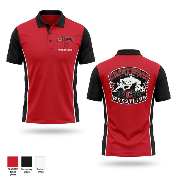 Short Sleeve Performance Polo, CRESTWOOD comets, Wrestling, Teamtime, Team time, sublimation, custom sports apparel, team uniforms, spirit wear, spiritwear, sports uniforms, custom shirts, team store, custom team store, fundraiser sports, apparel fundraiser