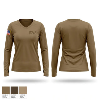 Womens Long Sleeve Vneck Shirt, D/2-43, Army, Teamtime, Team time, sublimation, custom sports apparel, team uniforms, spirit wear, spiritwear, sports uniforms, custom shirts, team store, custom team store, fundraiser sports, apparel fundraiser