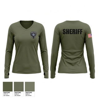 Womens Long Sleeve Vneck Shirt, Sheriff Deputy, Police, Teamtime, Team time, sublimation, custom sports apparel, team uniforms, spirit wear, spiritwear, sports uniforms, custom shirts, team store, custom team store, fundraiser sports, apparel fundraiser