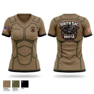 Womens Short Sleeve Vneck Shirt, SAC SOUTH, Army, Teamtime, Team time, sublimation, custom sports apparel, team uniforms, spirit wear, spiritwear, sports uniforms, custom shirts, team store, custom team store, fundraiser sports, apparel fundraiser