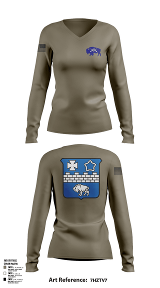 Women's Long Sleeve Vneck Shirt, 1-17 Infantry Regiment, Army, Teamtime, Team time, sublimation, custom sports apparel, team uniforms, spirit wear, spiritwear, sports uniforms, custom shirts, team store, custom team store, fundraiser sports, apparel fundraiser