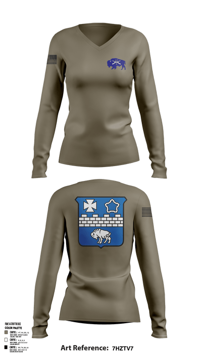 1-17 Infantry Regiment 55887987 Women's Long Sleeve V-neck Shirt - 1