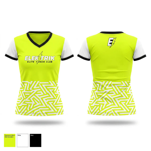 Womens Short Sleeve Vneck Shirt, ELEKTRIK ELITE TRACK CLUB, Track & Field, Teamtime, Team time, sublimation, custom sports apparel, team uniforms, spirit wear, spiritwear, sports uniforms, custom shirts, team store, custom team store, fundraiser sports, apparel fundraiser