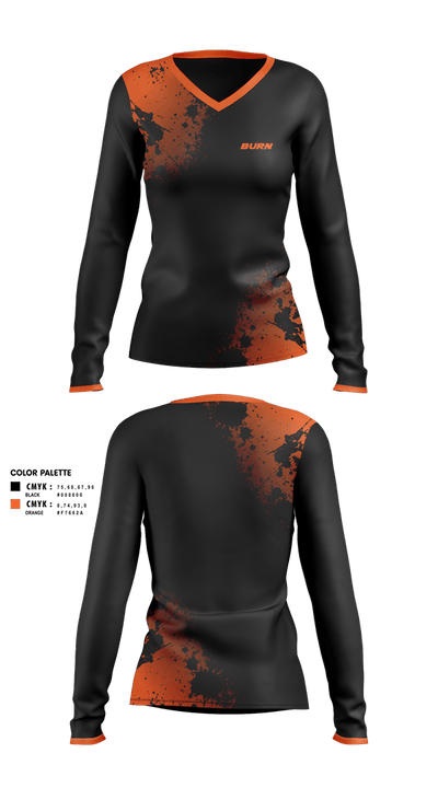 BURN 80284643 Women's Long Sleeve V-neck Shirt - 2