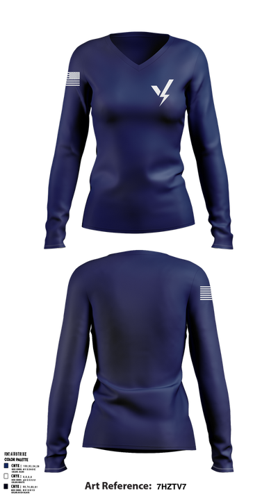 Hybridsz 75736541 Women's Long Sleeve V-neck Shirt - 1