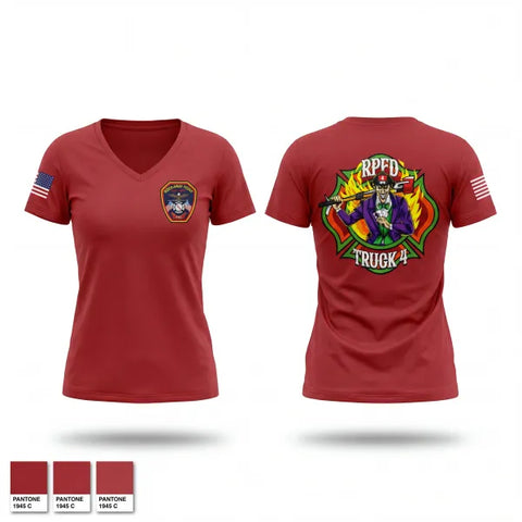 Womens Short Sleeve Vneck Shirt, Rockaway Point FD, Fire Department, Teamtime, Team time, sublimation, custom sports apparel, team uniforms, spirit wear, spiritwear, sports uniforms, custom shirts, team store, custom team store, fundraiser sports, apparel fundraiser