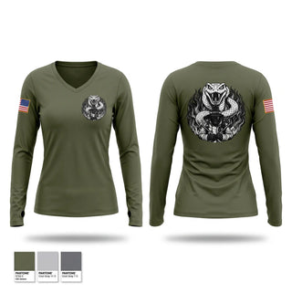Womens Long Sleeve Vneck Shirt, MWSS-372, Marines, Teamtime, Team time, sublimation, custom sports apparel, team uniforms, spirit wear, spiritwear, sports uniforms, custom shirts, team store, custom team store, fundraiser sports, apparel fundraiser