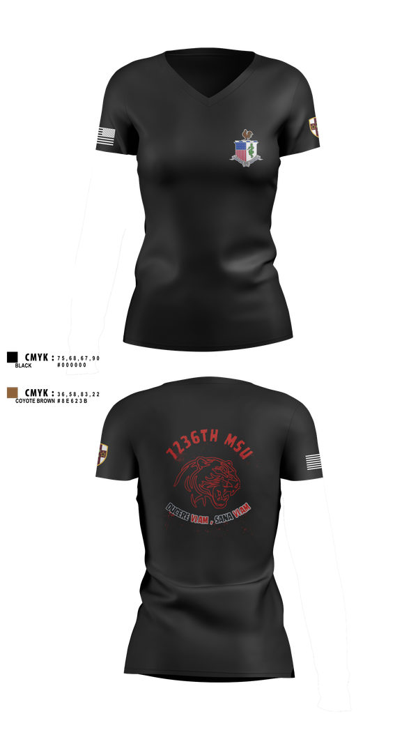 Womens Short Sleeve Vneck Shirt, 7236 Medical Support Unit, Army, Teamtime, Team time, sublimation, custom sports apparel, team uniforms, spirit wear, spiritwear, sports uniforms, custom shirts, team store, custom team store, fundraiser sports, apparel fundraiser