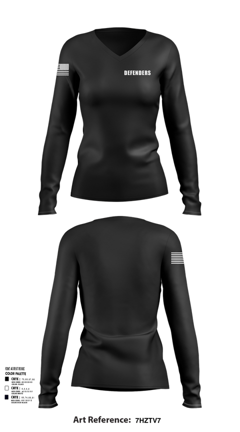 Womens Long Sleeve Vneck Shirt, Defenders, , Teamtime, Team time, sublimation, custom sports apparel, team uniforms, spirit wear, spiritwear, sports uniforms, custom shirts, team store, custom team store, fundraiser sports, apparel fundraiser
