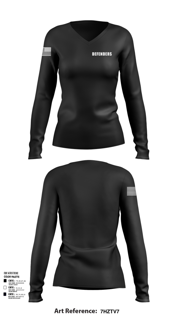 Womens Long Sleeve Vneck Shirt, Defenders, , Teamtime, Team time, sublimation, custom sports apparel, team uniforms, spirit wear, spiritwear, sports uniforms, custom shirts, team store, custom team store, fundraiser sports, apparel fundraiser