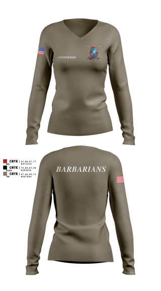 Womens Long Sleeve Vneck Shirt, Libertyville Army Recruiting Company, Army, Teamtime, Team time, sublimation, custom sports apparel, team uniforms, spirit wear, spiritwear, sports uniforms, custom shirts, team store, custom team store, fundraiser sports, apparel fundraiser
