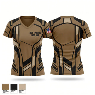 Womens Short Sleeve Vneck Shirt, USS Truxtun DDG 103, Navy, Teamtime, Team time, sublimation, custom sports apparel, team uniforms, spirit wear, spiritwear, sports uniforms, custom shirts, team store, custom team store, fundraiser sports, apparel fundraiser