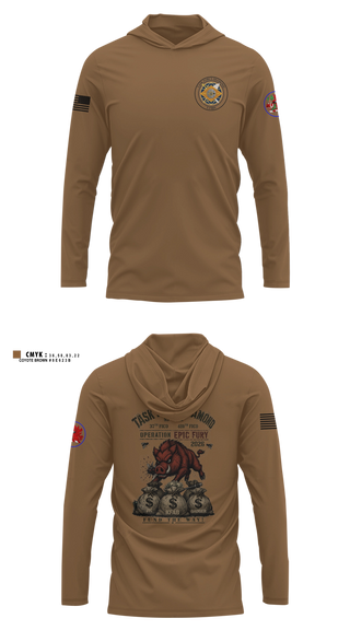 Long Sleeve hooded sunshirt, 93rd Finance Battalion, National Guard, Teamtime, Team time, sublimation, custom sports apparel, team uniforms, spirit wear, spiritwear, sports uniforms, custom shirts, team store, custom team store, fundraiser sports, apparel fundraiser