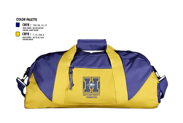 Duffle Bag, Hartland Varsity Gymnastics, Spirit Store, Teamtime, Team time, sublimation, custom sports apparel, team uniforms, spirit wear, spiritwear, sports uniforms, custom shirts, team store, custom team store, fundraiser sports, apparel fundraiser