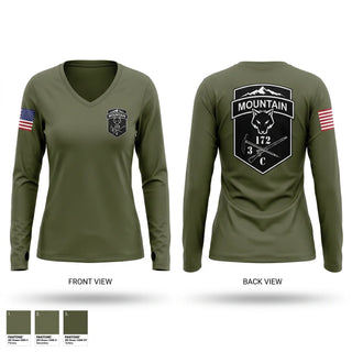 Womens Long Sleeve Vneck Shirt, C-CO 3/172 INF MTN, National Guard, Teamtime, Team time, sublimation, custom sports apparel, team uniforms, spirit wear, spiritwear, sports uniforms, custom shirts, team store, custom team store, fundraiser sports, apparel fundraiser