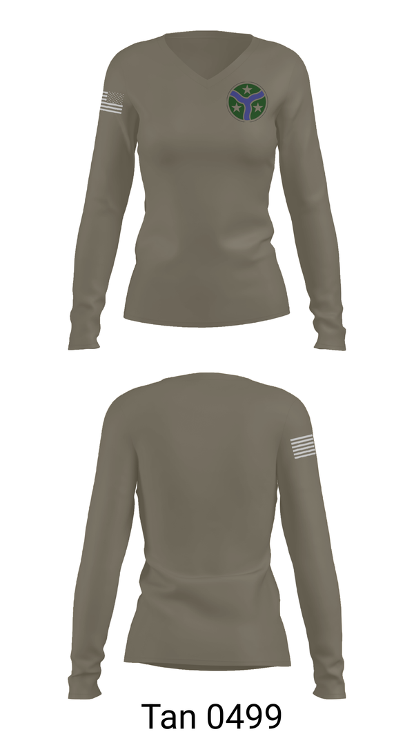 Womens Long Sleeve Vneck Shirt, 278th Armored Cavalry Regiment, National Guard, Teamtime, Team time, sublimation, custom sports apparel, team uniforms, spirit wear, spiritwear, sports uniforms, custom shirts, team store, custom team store, fundraiser sports, apparel fundraiser