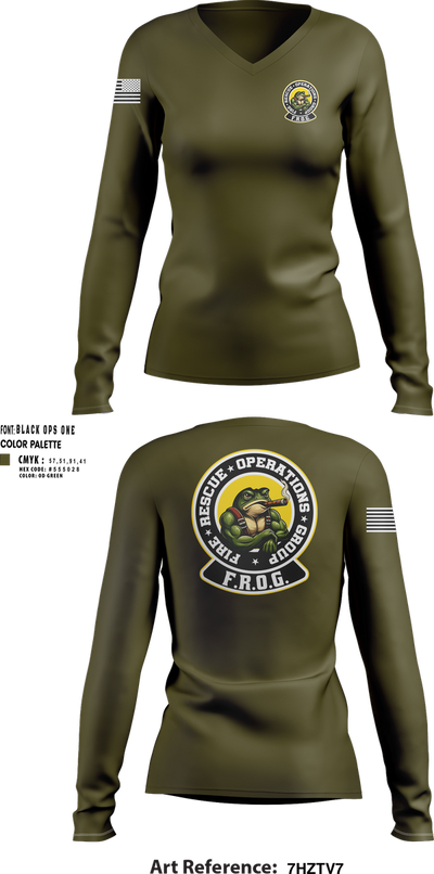 Fire Rescue Operations Group 65022293 Women's Long Sleeve V-neck Shirt - 103