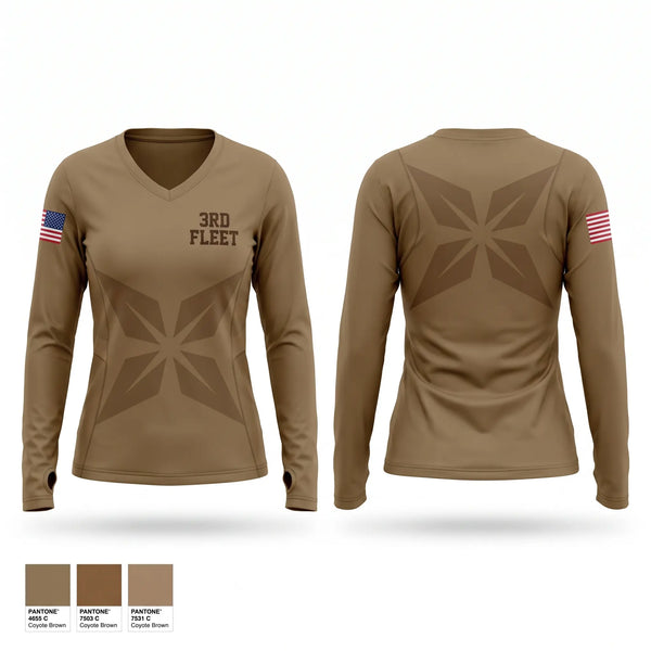 Womens Long Sleeve Vneck Shirt, 3rd Fleet, Navy, Teamtime, Team time, sublimation, custom sports apparel, team uniforms, spirit wear, spiritwear, sports uniforms, custom shirts, team store, custom team store, fundraiser sports, apparel fundraiser