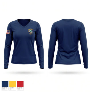 Womens Long Sleeve Vneck Shirt, Roman Forest PD, Police, Teamtime, Team time, sublimation, custom sports apparel, team uniforms, spirit wear, spiritwear, sports uniforms, custom shirts, team store, custom team store, fundraiser sports, apparel fundraiser