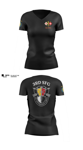 Womens Short Sleeve Vneck Shirt, S6 HHC 3SFG(A), Army, Teamtime, Team time, sublimation, custom sports apparel, team uniforms, spirit wear, spiritwear, sports uniforms, custom shirts, team store, custom team store, fundraiser sports, apparel fundraiser