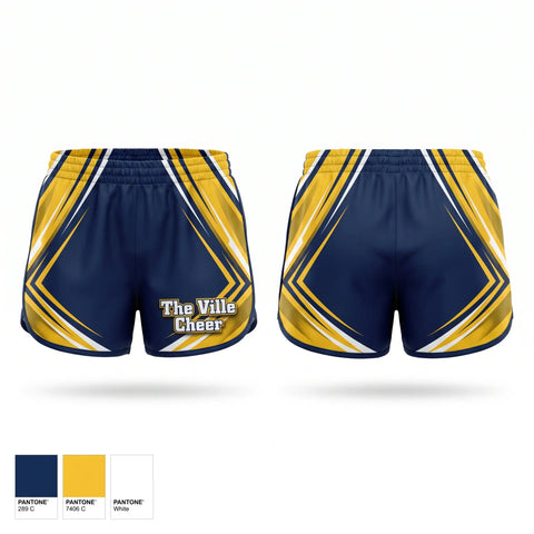 Womens Shorts, The Ville Cheer, Cheer, Teamtime, Team time, sublimation, custom sports apparel, team uniforms, spirit wear, spiritwear, sports uniforms, custom shirts, team store, custom team store, fundraiser sports, apparel fundraiser