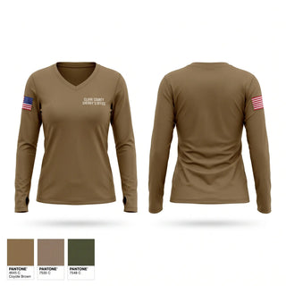 Womens Long Sleeve Vneck Shirt, Clark County Sheriffs Office, Police, Teamtime, Team time, sublimation, custom sports apparel, team uniforms, spirit wear, spiritwear, sports uniforms, custom shirts, team store, custom team store, fundraiser sports, apparel fundraiser