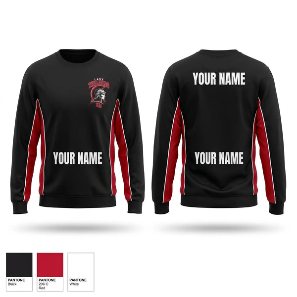 Crew Neck Sweatshirt, Lady trojans, Women's Basketball, Teamtime, Team time, sublimation, custom sports apparel, team uniforms, spirit wear, spiritwear, sports uniforms, custom shirts, team store, custom team store, fundraiser sports, apparel fundraiser
