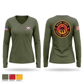 Womens Long Sleeve Vneck Shirt, MCAC B, Marines, Teamtime, Team time, sublimation, custom sports apparel, team uniforms, spirit wear, spiritwear, sports uniforms, custom shirts, team store, custom team store, fundraiser sports, apparel fundraiser