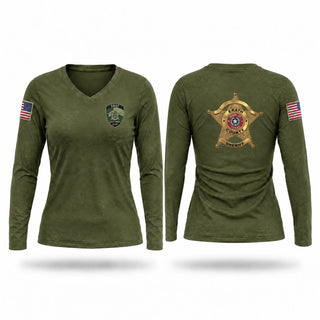 Womens Long Sleeve Vneck Shirt, Erath County Sheriff’s Office, Police, Teamtime, Team time, sublimation, custom sports apparel, team uniforms, spirit wear, spiritwear, sports uniforms, custom shirts, team store, custom team store, fundraiser sports, apparel fundraiser