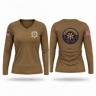 Womens Long Sleeve Vneck Shirt, Iberia Parish Sheriff's Office, Police, Teamtime, Team time, sublimation, custom sports apparel, team uniforms, spirit wear, spiritwear, sports uniforms, custom shirts, team store, custom team store, fundraiser sports, apparel fundraiser